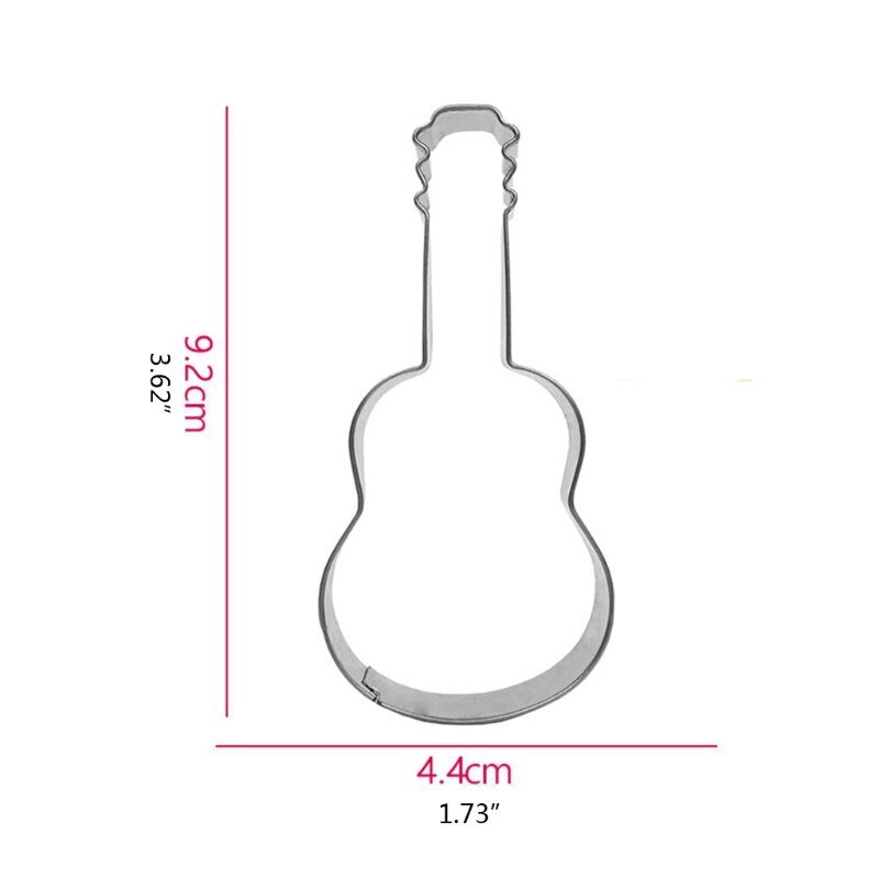 Molde con forma de guitarra musical para hornear galletas, cortador de acero inoxidable para hornear dulces, pasta de azúcar y fabricación de pasteles