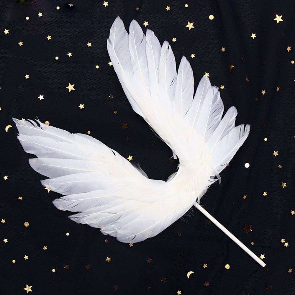 Engel vinge hvid fjer vinge kage topper dekoration juletræ dekoration hængende ornamenter bryllupsfest dekor