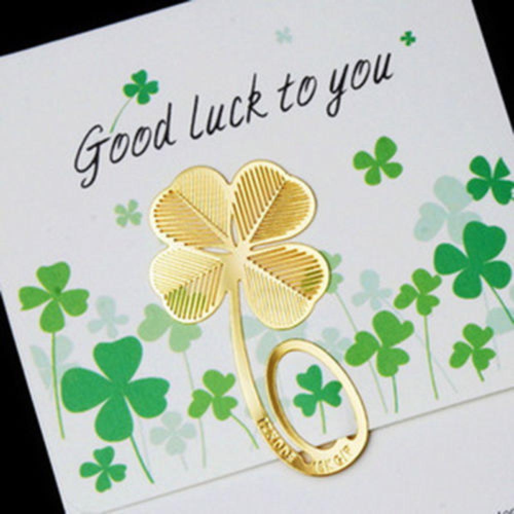 1 Pc Klavertje Vier Lezen Metalen Clip Bookmark Leeswijzer Voor Kids: Default Title