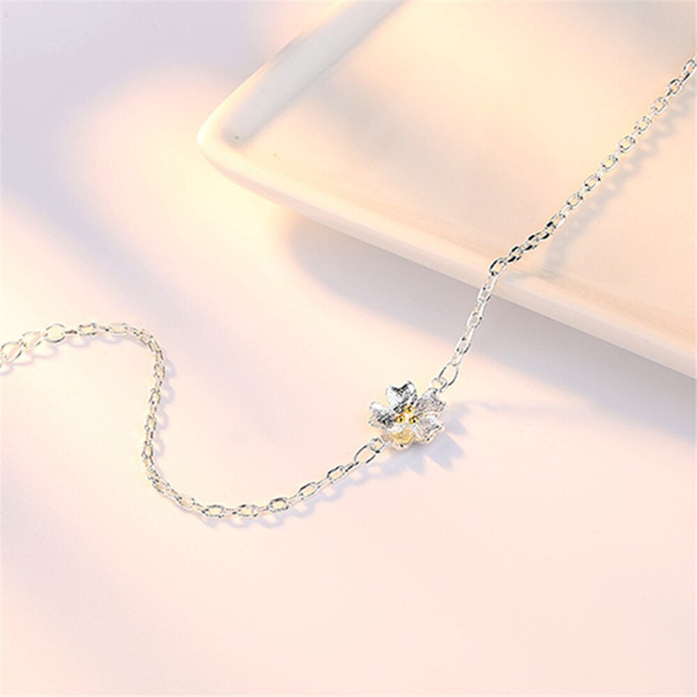 NEHZY nouvelle simple femme fleurs argent bracelet tempérament frais cerise chaîne bracelet bijoux