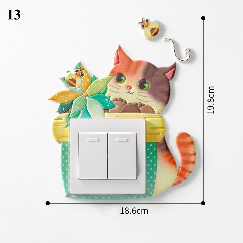 Cartoon Animal Switch cover Room Decor 3D Silicone On-off Switch Sticker Luminous Switch Outlet Wall Sticker: 13