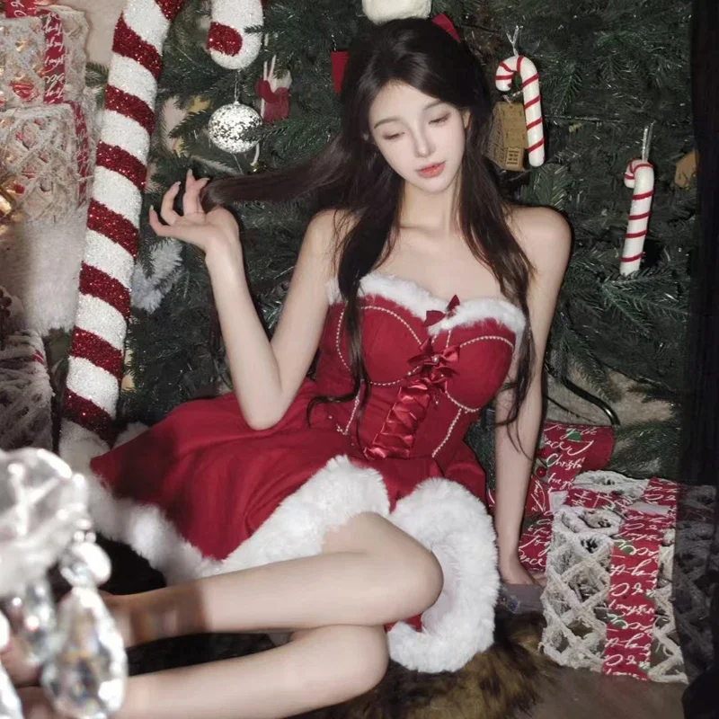 Robe de Noel sexy au chaud, knife de Noel, rouge d'Halloween, performance de cosplay du père Noël,
