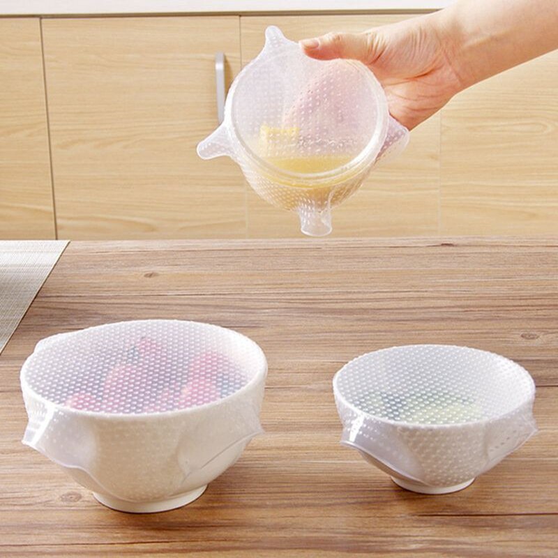 Enveloppe de couverture pour aliments frais | Film accrochable en Silicone scellé, outil de cuisine extensible pour conserver les produits frais, ensemble de 3 pièces: Default Title