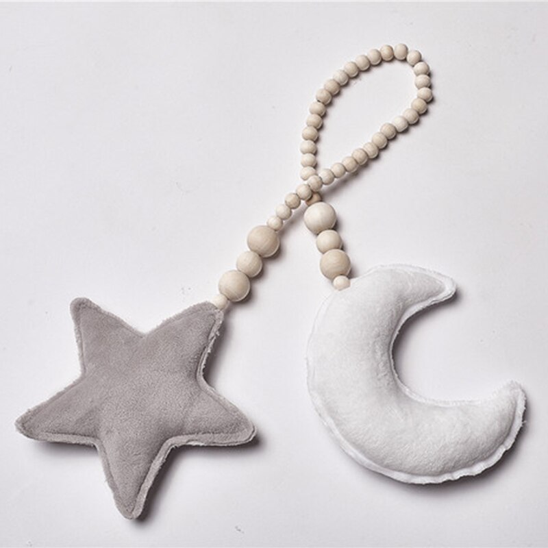 Babykamer Decoratie Kralen Speelgoed Crib Tent Decoratieve Snaren Speelgoed Decor Ornamenten Houten Kralen Moon Star Kids Baby Room Decor: C1