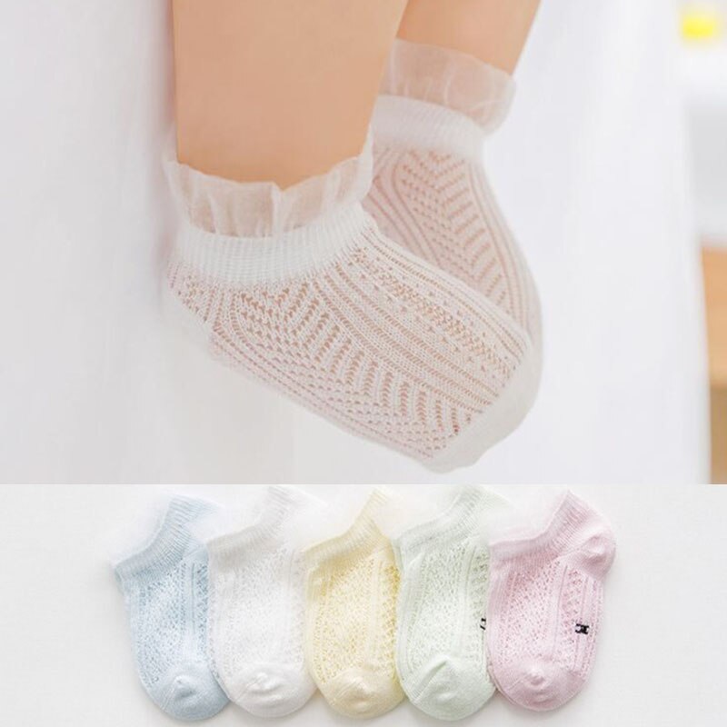 Chaussettes d'été en maille fine pour bébé fille de 0 à 5 ans, jolies chaussettes de princesse en dentelle, en maille fine et douce à la cheville