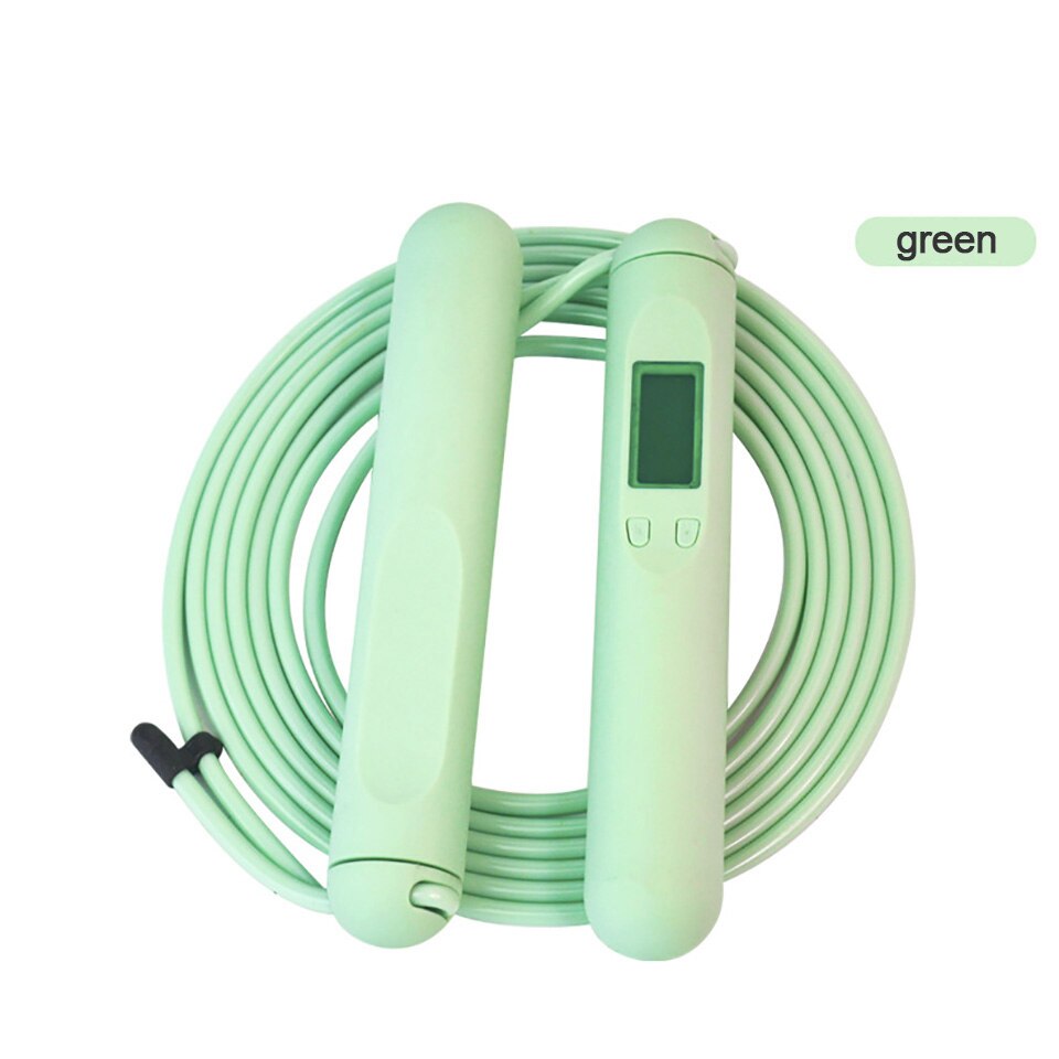 Sports Tool Electronic Counting Skipping Rope Super Wear-Resistant Steel Wire Rope Non-Slip Dry Hand-Held Fitness Equipment: Green