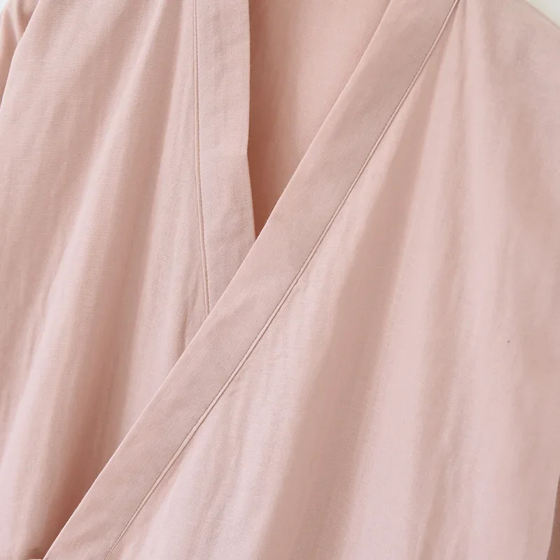 Roupões kimono de algodão para casal, roupas para casa, verão, solto, meia manga, roupão, pijama, suor, vapor, roupas femininas