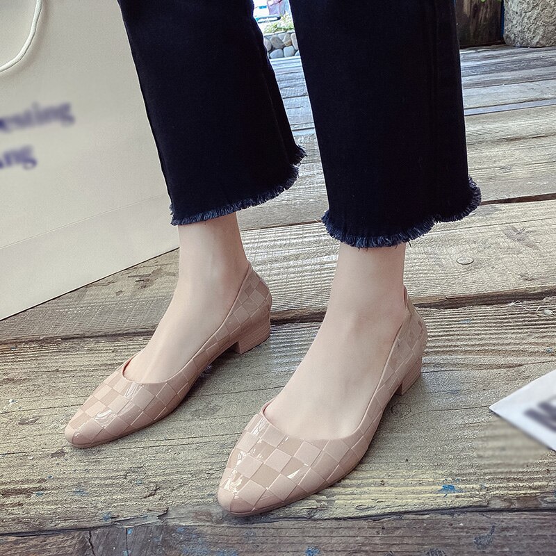 Waterdichte antislip damesschoenen koreaanse stijl pumps hakken rubberen jelly schoenen