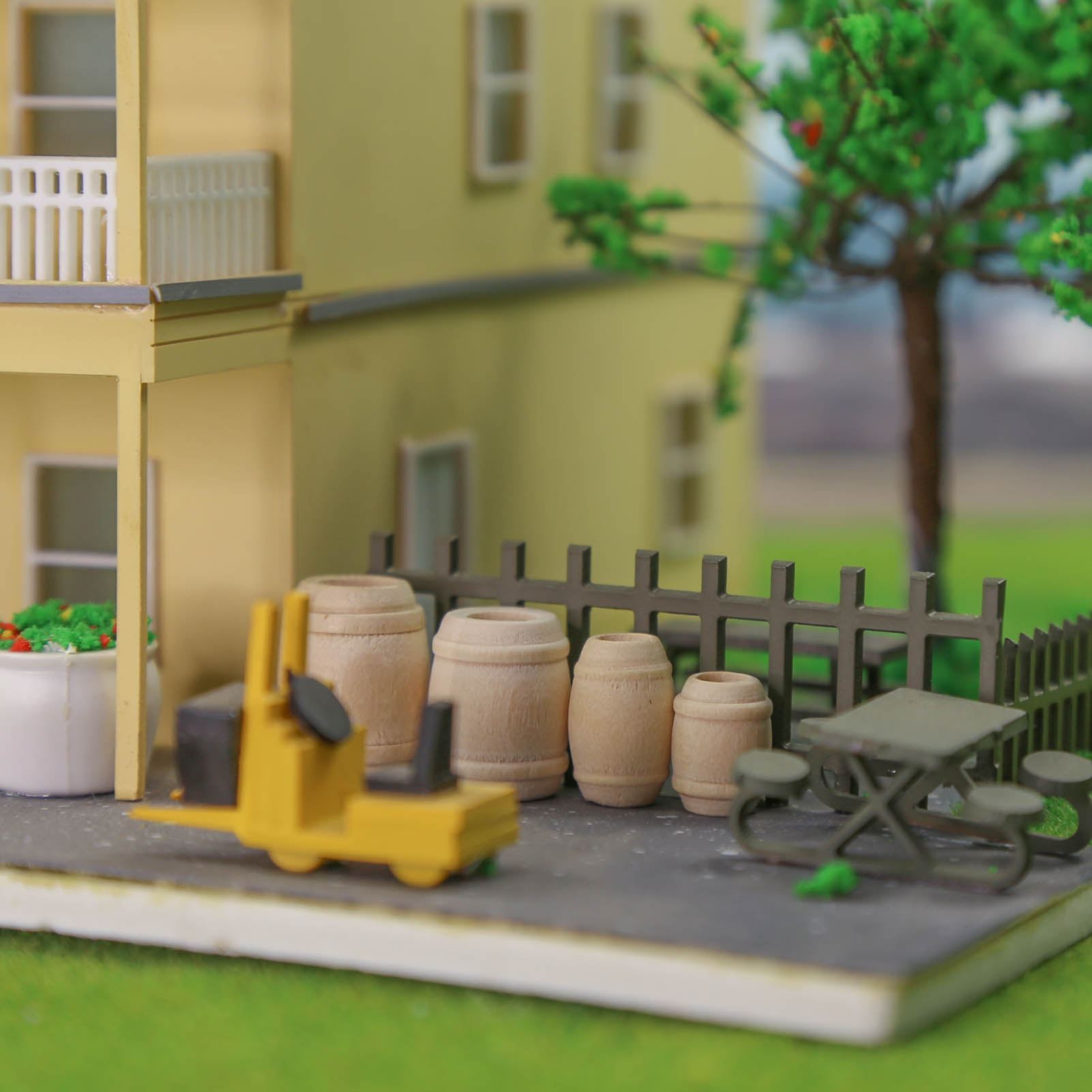 Evemodel 50 Uds modelo de trenes HO OO escala 1:87 barriles de vino de madera cubo de barril MT001