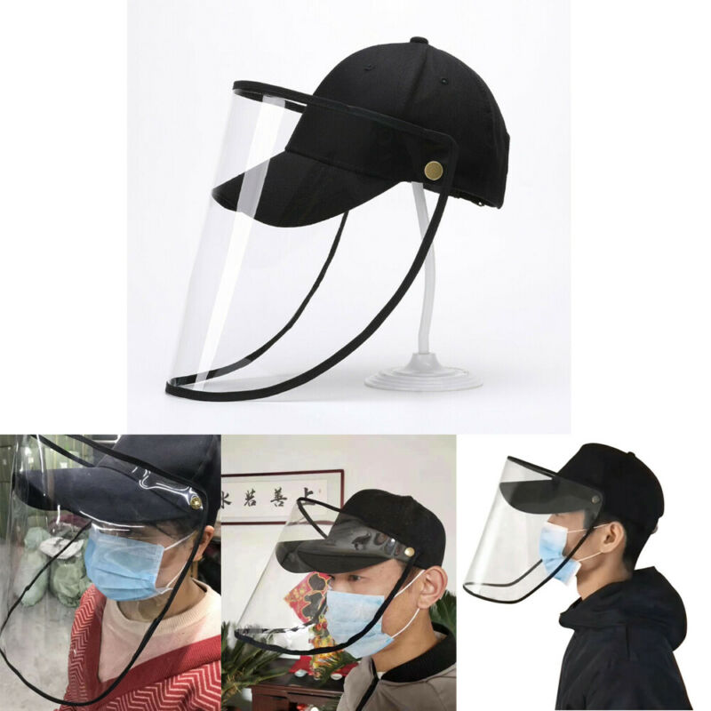 2 in 1 Work Face Protection Cap with Clear cover Anti Fog Dust Splash-proof Safety Hat Solid Color Tennis Caps