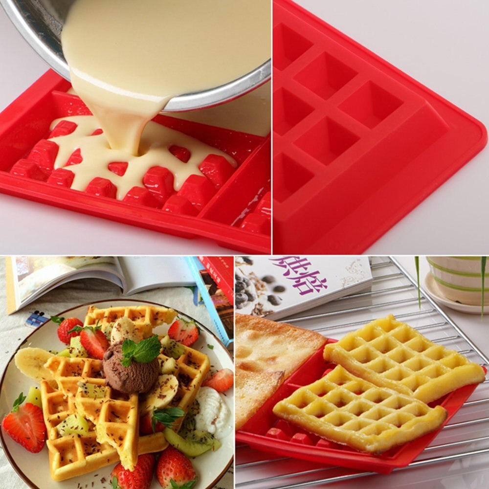 4 rister rektangel silikon vaffelformer kakeform pannekake og vaffelmaker diy håndlaget kjøkken bakeware tilbehør  på57