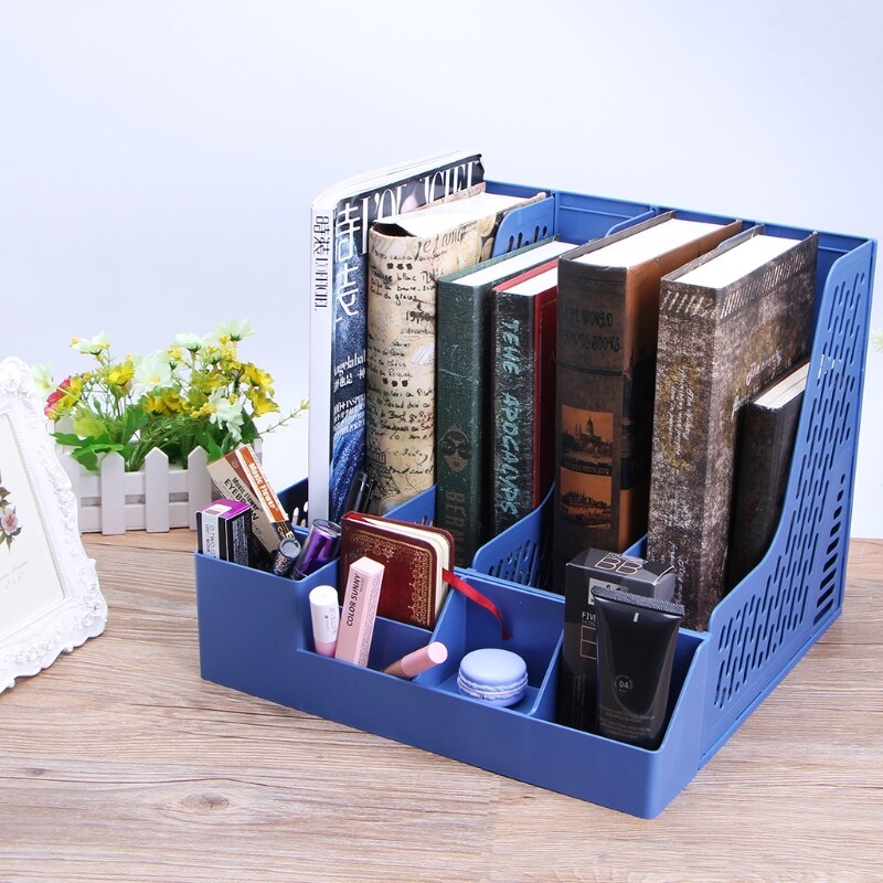 4 Sections Desktop File Rack Paper Book Hold Office Document Tray Organizer Box