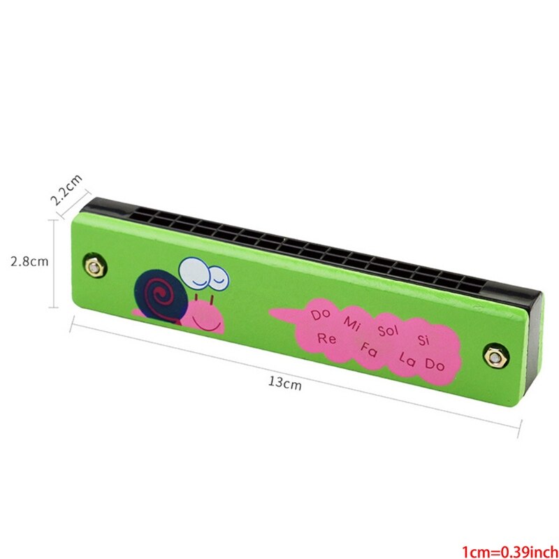 Double-Row 16 Hole Wooden Color Harmonica for Beginner Students Kids