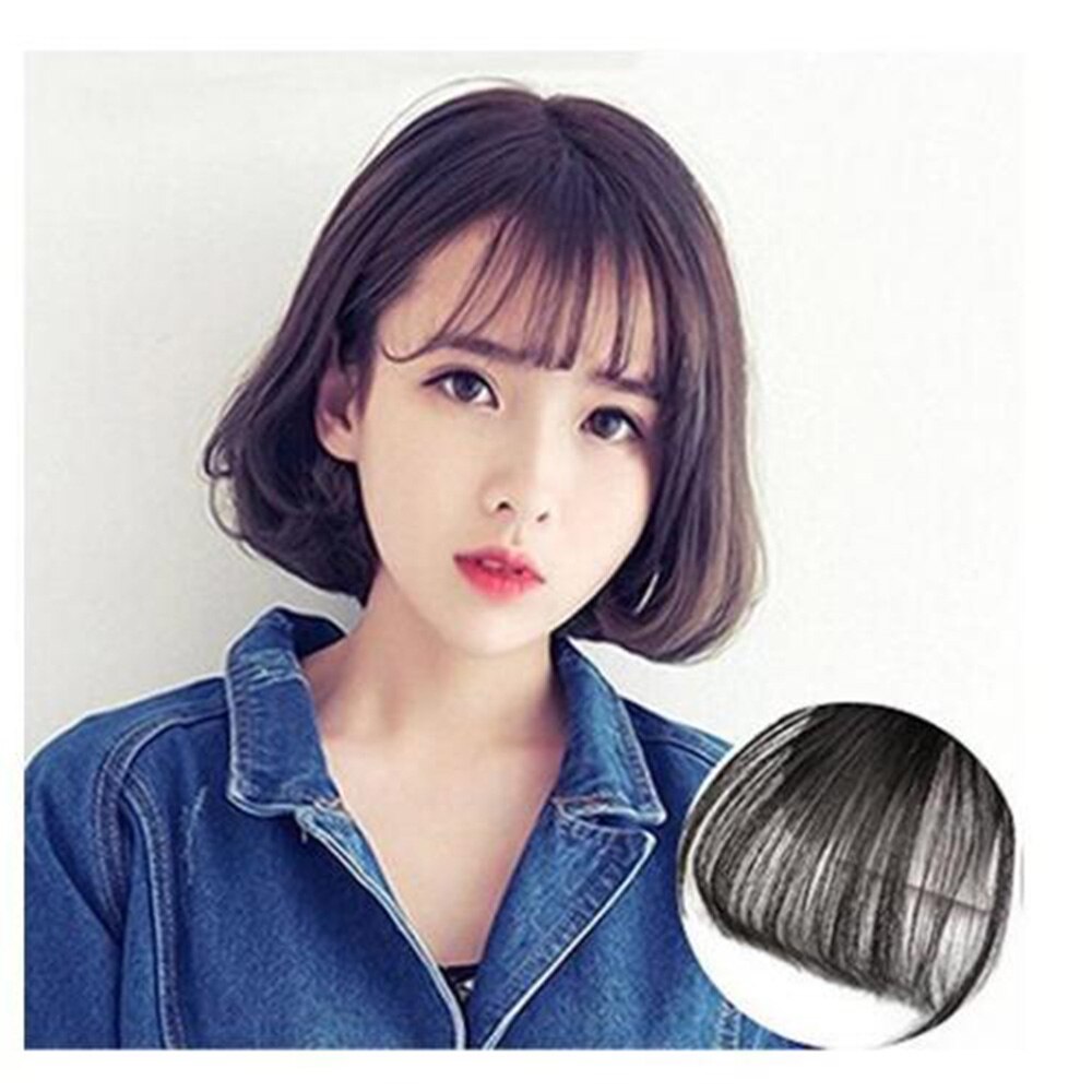 Clip in Bangs Fringe Hairpieces Hair Extensions One Piece Straight Cute Layered Front Neat Air BangThin Neat Air Bangs Front