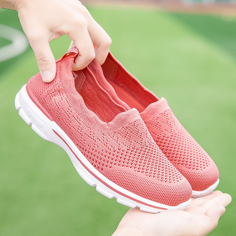 Breathable Summer Walking Shoes Women's Lightweight Sneakers Comfortable Street Jogging Shoes Mesh Running Flat Sneakers Female