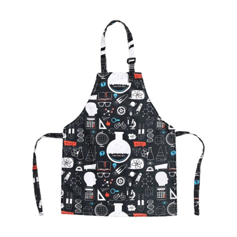 Delantal de algodón ajustable para niños y niñas, delantales bonitos para artistas, Chef, cocina para hornear, para Padres: E
