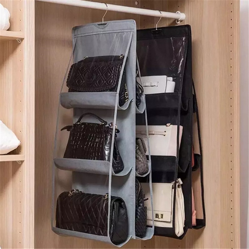 8 -lommers sammenleggbar hengende veske 4 -lags oppbevaringsholder garderobe diverse veske med opphengspose skaporganisator