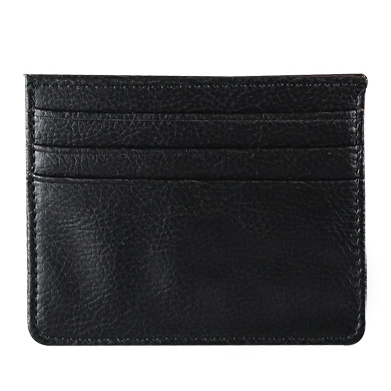 Billeteras de cuero Pu sólido para hombre y mujer, monedero pequeño, cartera delgada, tarjetero Unisex: Black I