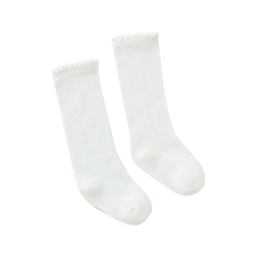 1 paire nouvelle bébé filles genou chaussettes hautes couleur unie Frill tricot doux chaussettes pour 0-5 ans: WHITE / 1 to 3 Years