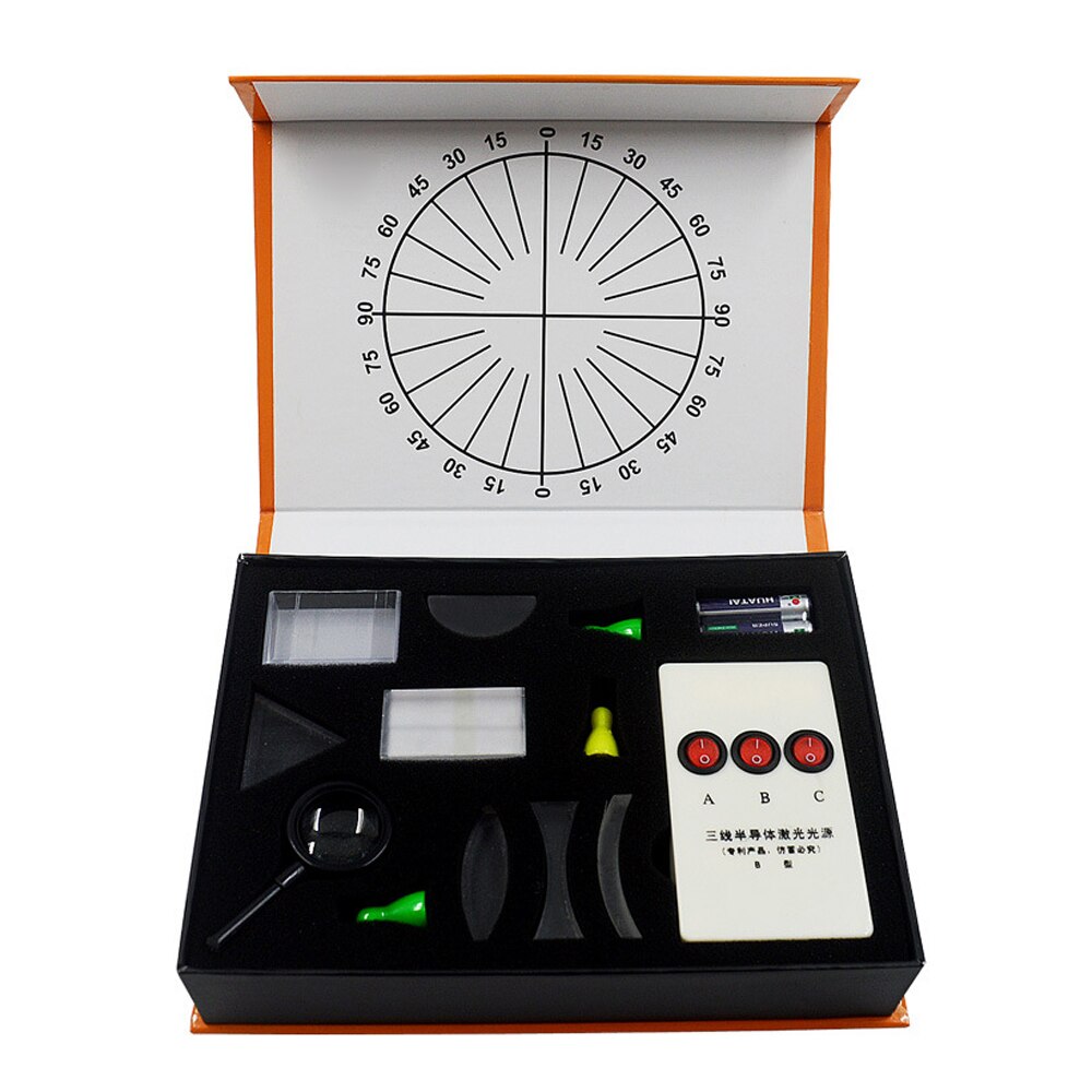 Kit óptico físico equipamento de laboratório óptico côncavo convexo lente prisma conjunto caixa teste óptico