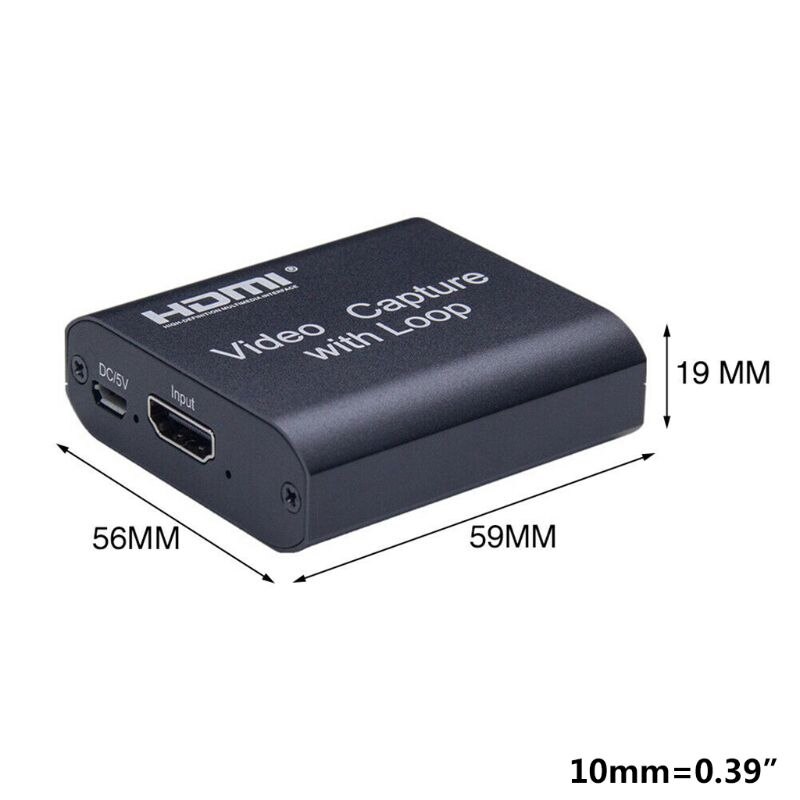 HDMI Video Capture Card Screen Recorder USB2.0 1080P High Definition Game Capture Streamer Device 59x56x19mm with Loop