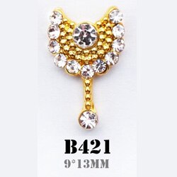 10 stk 3d legeret neglekunst tilbehør skinnende krystal guld negle smykker topniveau negle skønhed charms: B421