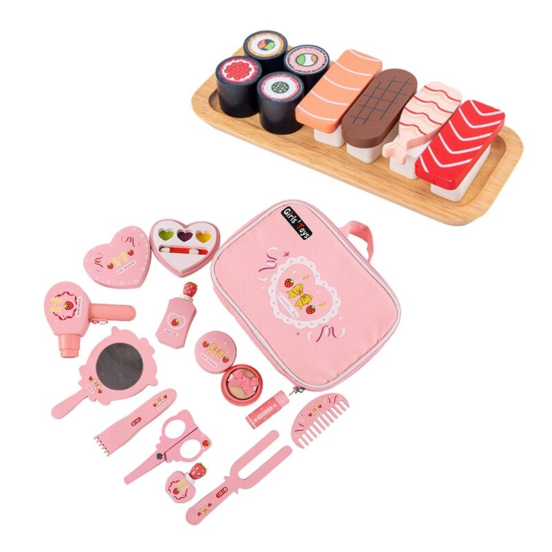 Kids Kitchen Miniature Food Simulation Sushi 3D DIY with Wooden Pretend Play Makeup Playset Girls Simulation: Default Title