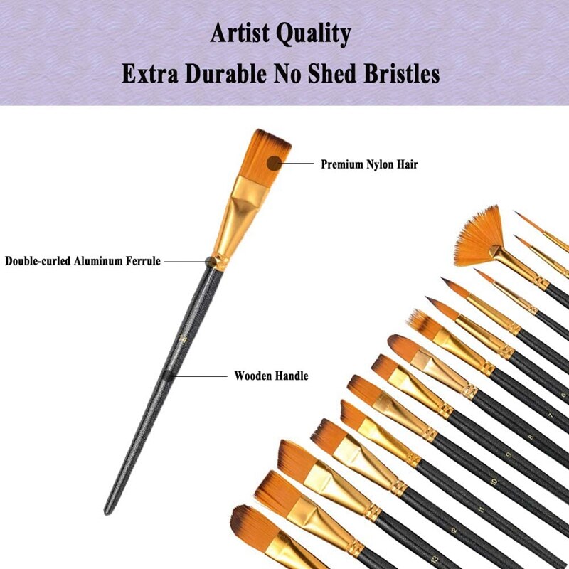 22Pcs Verf Borstel Set Kunstenaar Borstels Met Case Palet Messen Sponzen Voor Acryl Olie Aquarel Gouache