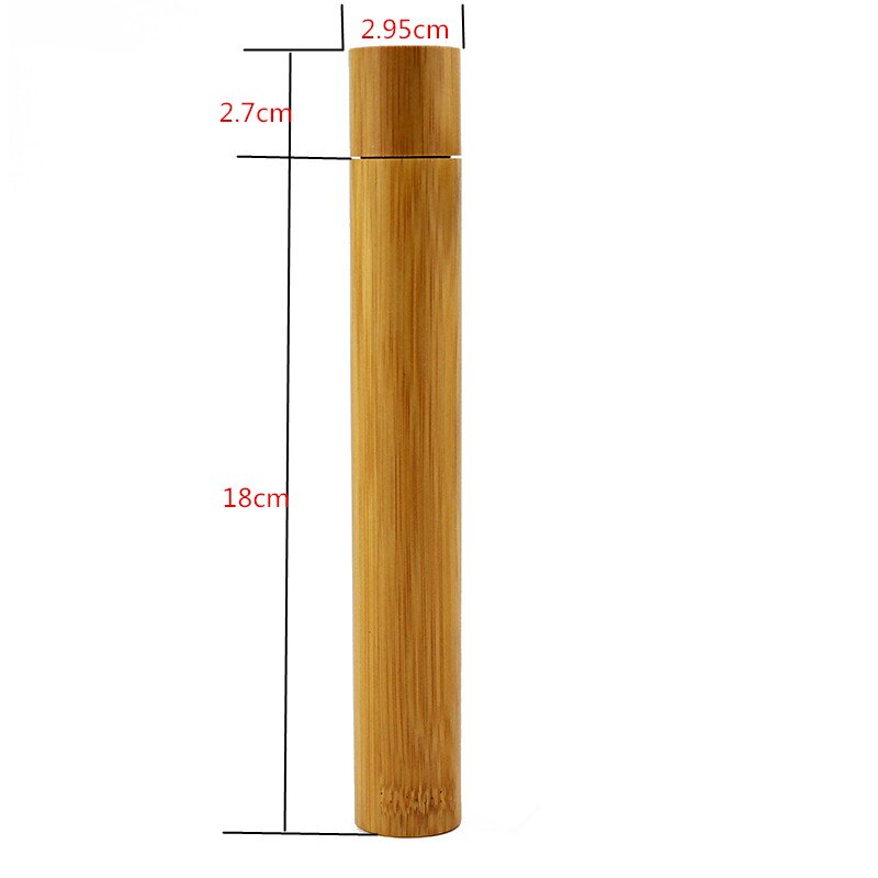 Colorful Column Bamboo Toothbrush Top Flat Portable Travel Set with Bamboo Tube Bamboo Case Natural Wooden Toothbrush Holder