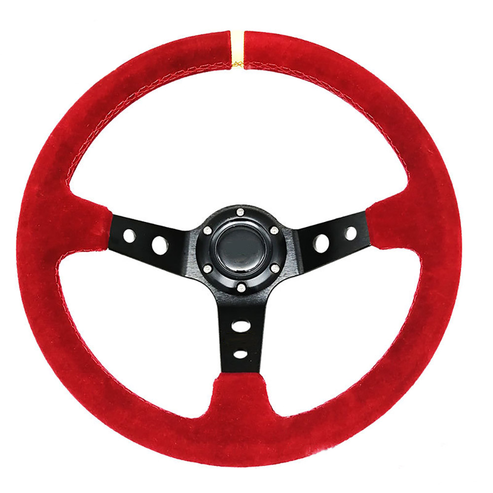 Modifica accessori per auto volante universale Strumenti per volante in pelle scamosciata concava profonda da 14 pollici 350 mm in pelle smerigliata
