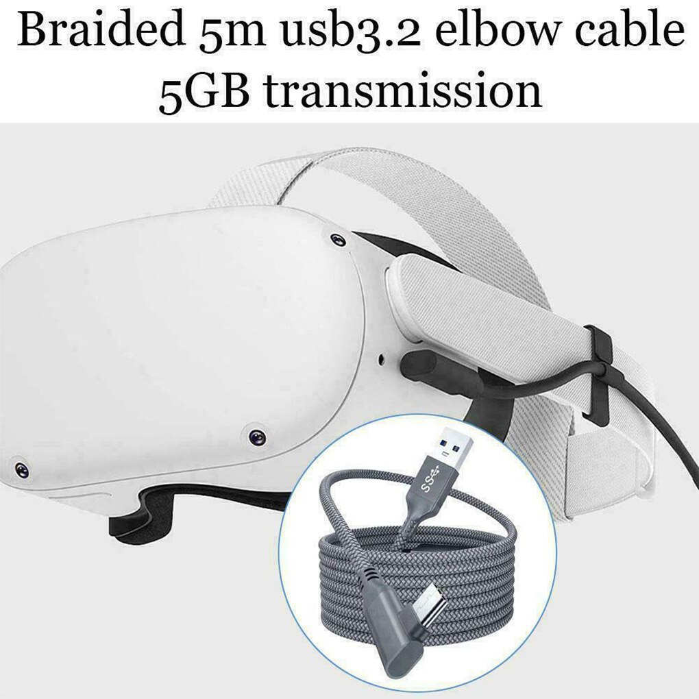 Pour Oculus Quest 2 Lien Câble 5M USB 3.0 Charge rapide Câbles USB 3.0 Type C Transfert De Données USB-A À Type-c Câble Accessoires VR