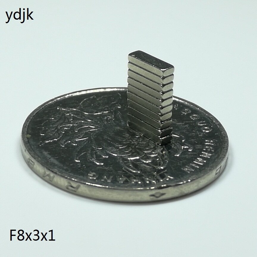 100 200 500 Stks/partij N38 Magneet 8*3*1 Magneet 8x3x1