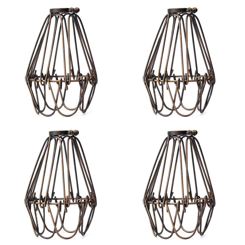 Rustik industriell vintage stil hängande hängsmycke metalltråd bur justerbar armatur lampskydd glödlampa skydd lampbur  d25: Borste brons 4 st