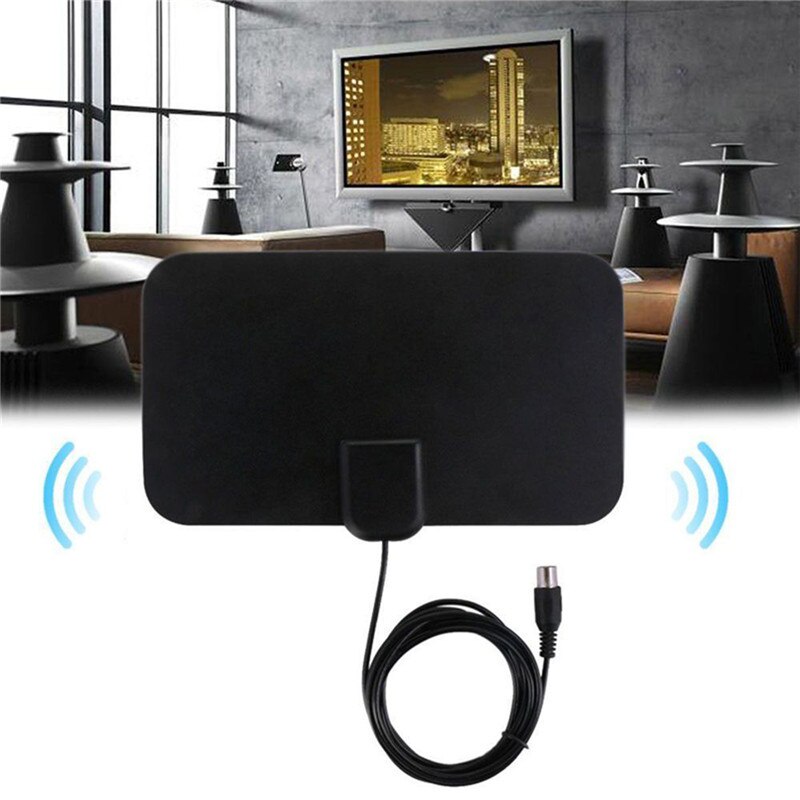 High Gain HD TV DTV Box Digital TV Antenna EU Plug 50 Miles Booster Active Indoor Aerial HD Flat