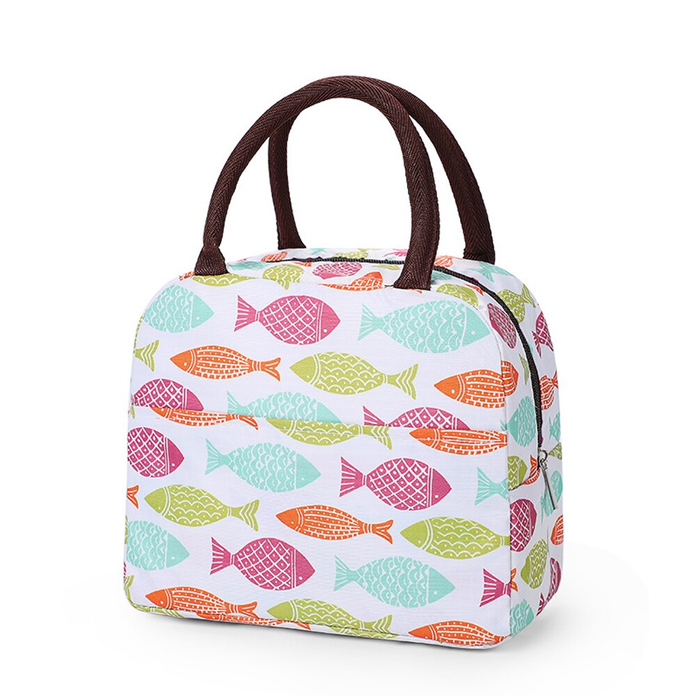 Bloemen draagbare geïsoleerde lunchtas met maaltijdvakje picknicktas tas voor thuis studenten kantoor buiten reizen: Witte vis