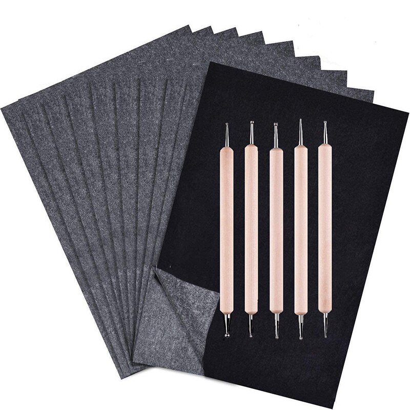 200 Vellen Graphite Papier Zwart Carbon Transfer (8.5X11.5 Inch)Tracing Papier Met 5 Pcs Stylussen: wood Styluses