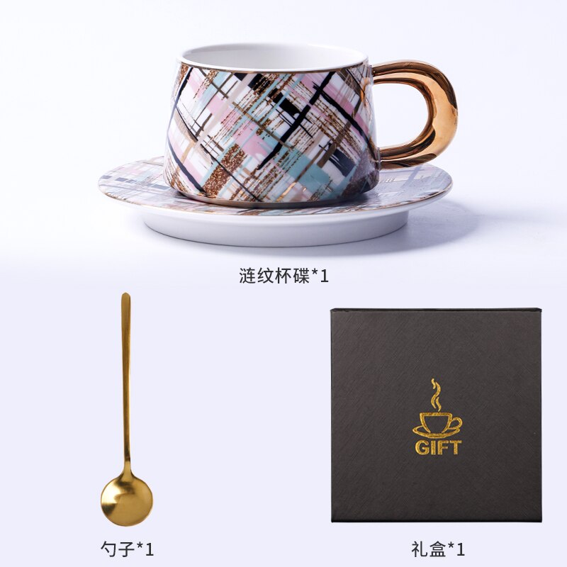 Taza De café Mate De cerámica nórdica De lujo, platillo , Tazas De café reutilizables, Tazas De café hechas a mano, EK50BD: A3