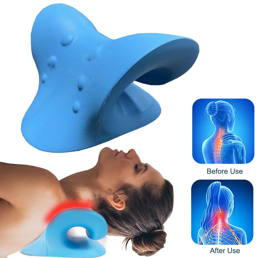 Neck Shoulder Relaxer Cervical Traction Device for Pain Relief Cervical Spine Alignment Chiropractic Pillow Neck Stretcher