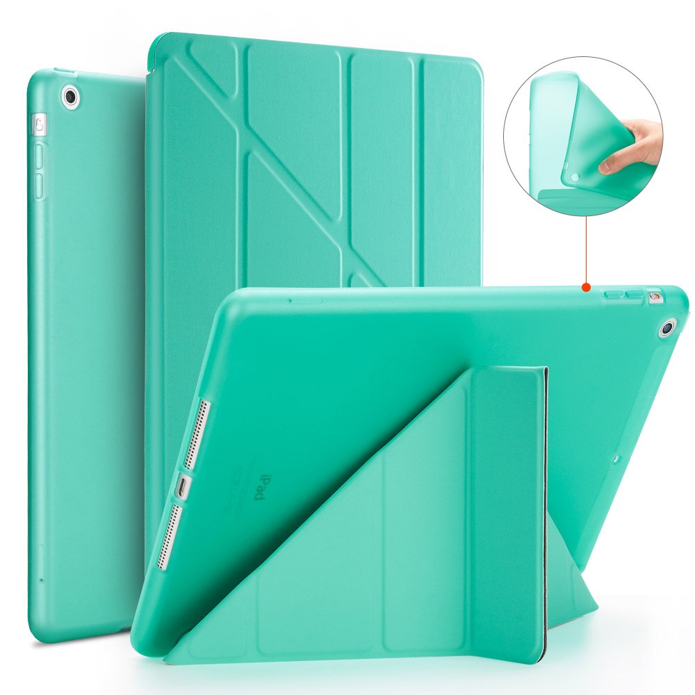 Etui do iPada powietrza, etui z klapką stań etui do iPada 5, PU skóra pełni etui do iPada A1474 A1475 A1476 smart cover dla ipad Air 1 przypadki: Green 2
