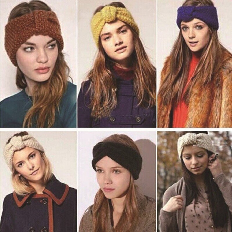 automne hiver plus oreille tricoté bandeau pour femmes filles solide laine chapeaux Turban bandeau tête enveloppement pour dame