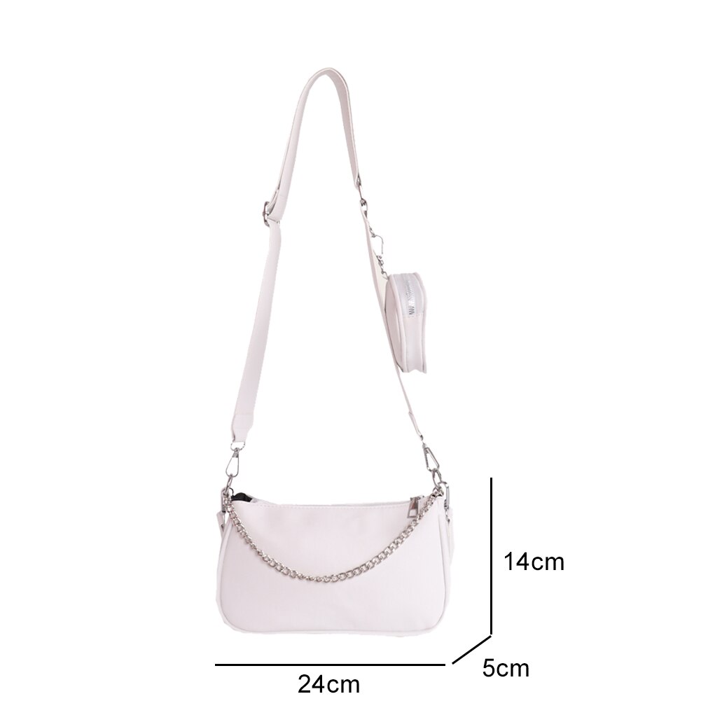 2 sacs à main en cuir PU pour femmes, sac à bandoulière, couleur unie, chaîne, ensemble Composite pour voyage