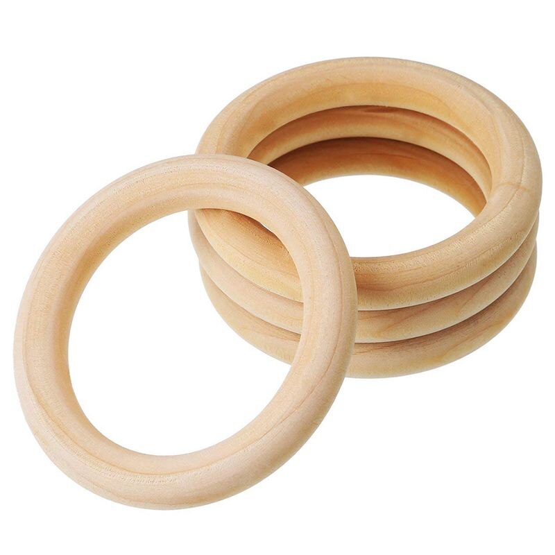 20 Pack Hout Ringen Houten Ringen Voor Craft, Ring Hanger En Connectors Sieraden Maken 70Mm