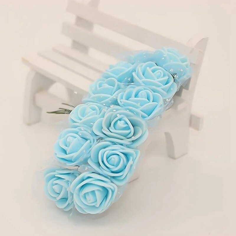 144 stk 2.5 cm mini plus garn skum rose buket bryllup blomster dekoration små roser sukker æske tilbehør simulation blomster: Lb.