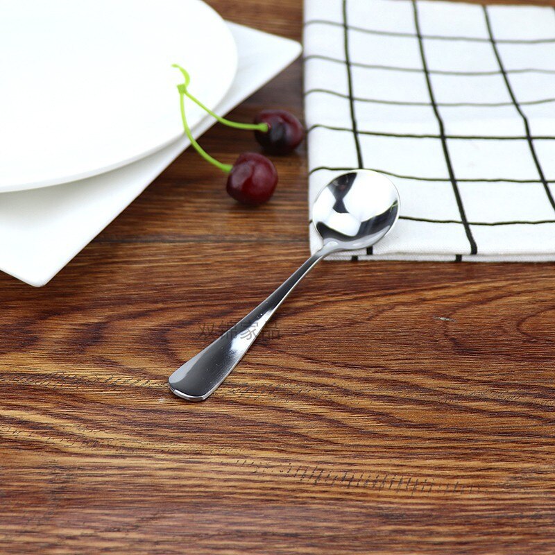 Extra Thick Spoon Stainless Steel Household Western Food Iron Children Big Dessert: No  4 Seasoning Spoon  round