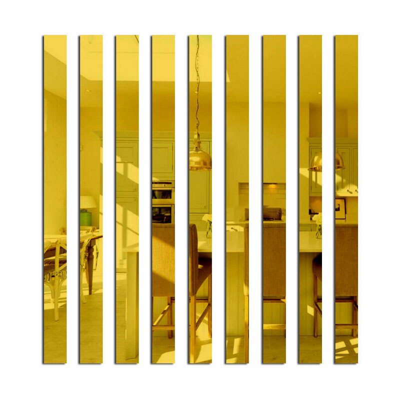 20pcs DIY Mirror Sticker Ceiling Waist Line Acrylic TV Background Wall Stickers for Room Art Home Decor adesivo de parede: Gold / L 50x5cm 20 pcs