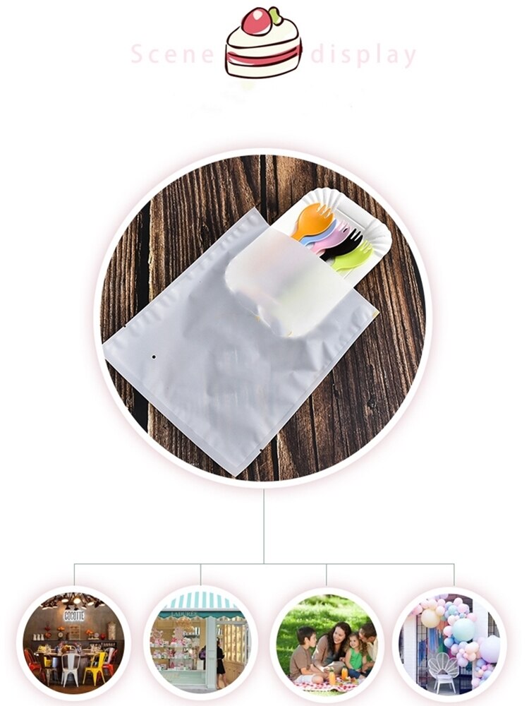 Wegwerp Food Grade Servies Set Kleur Matte Bestek Lade Bestek Bakken Verjaardagstaart Partij Mes Vork Plaat Keuken Supplie