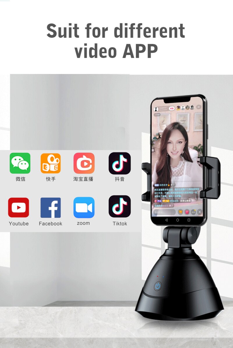 All-in-one Selfie Video Smart Shooting Camera Automatically Face Object Tracking 360°Horizontal Rotation Phone Smart Gimbal