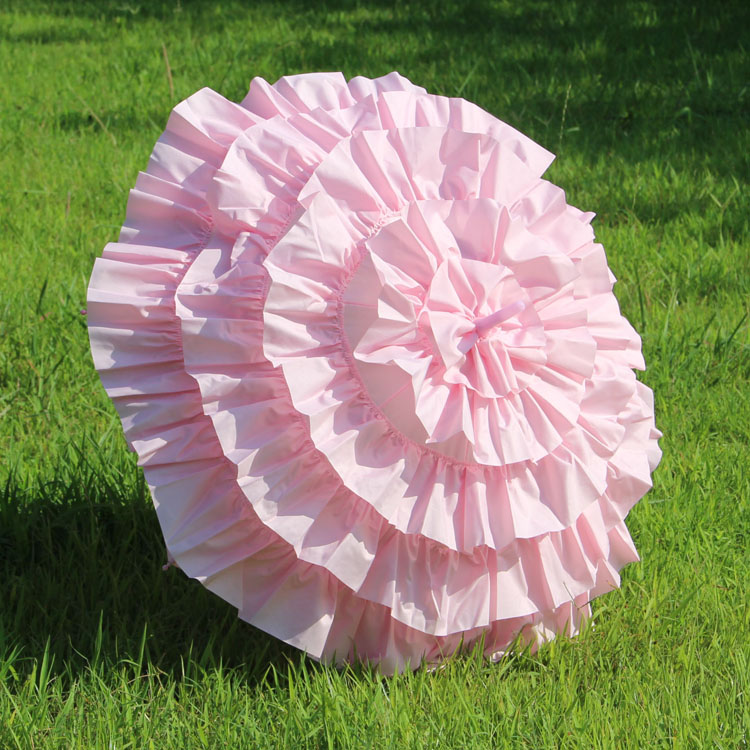 Freies freundlicher Mädchen Weiß Rüschen Cancan Sonnenschirm Rüschen Regenschirm: Rosa