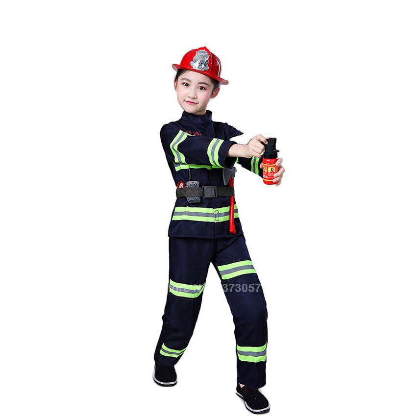 Disfraces de Halloween para niños carnaval niños niñas bombero Firghter Sam Cosplay uniforme ejército traje escuela estudiante rendimiento