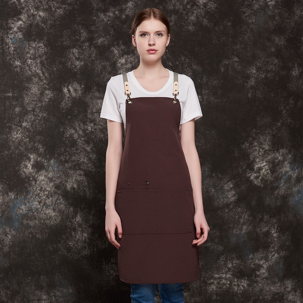 Canvas Pocket Hanging Neck Unisex Kitchen Cooking Apron Barbecue Cafe Baking Apron Beautician Hairdressers Salon Work Apron